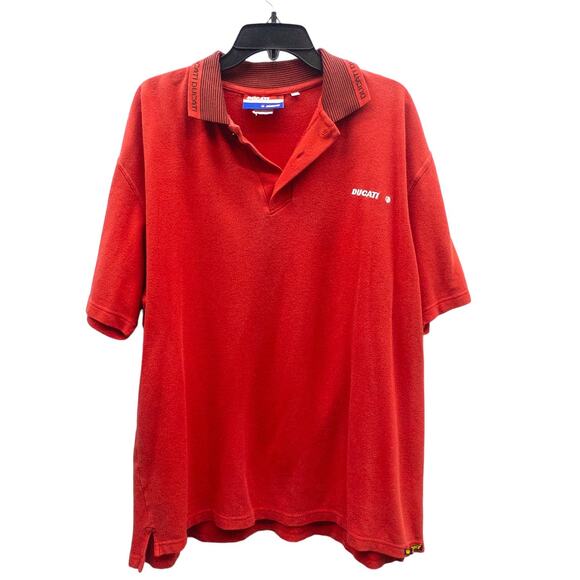 Men's Ducati Motorcycles Racing Shell Advance Vintage Polo Shirt Red XL